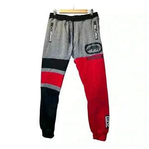 Ecko Unlimited Fleece Colorblock Jogger Pants - Red, Black, and Gray